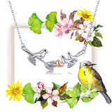 925 Sterling Silver Three Birds on Branch Three Generations Necklace Love Heart Jewelry Family Necklace for Mother
