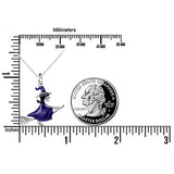 925 Sterling Silver Halloween Jewelry Witch On Flying Broom Pendant Necklace for Women Teen Girls Birthday Gift, 18