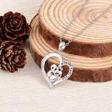Cute Animal Heart Pendant Necklace Squirrel's Love 925 Sterling Silver Birthday Jewelry for Women Girls