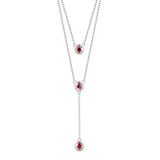 925 Sterling Silver Double Layered Necklace with Three Round AAA Zircon Pendant