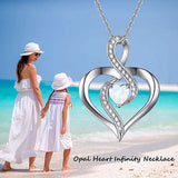 925 Sterling Silver Opal Heart Jewelry Infinity Love Pendant for Mother's Day Gifts for Women Created Opal Necklace