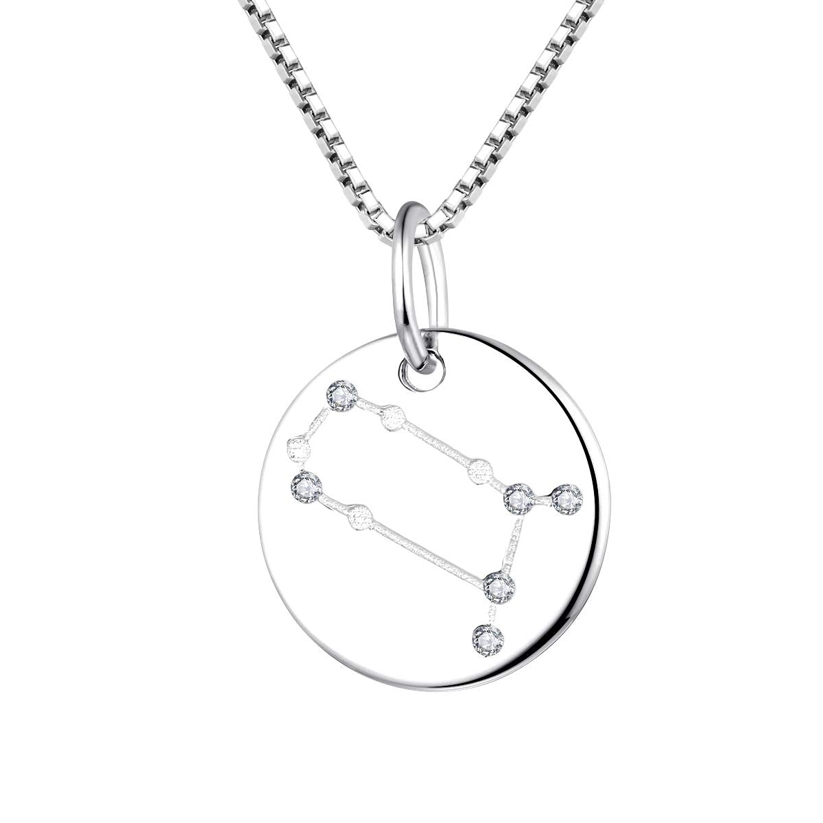 Women's Constellation Jewelry Sterling Silver Zodiac Necklace Astrology Coin Disc Horoscope Pendant