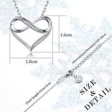 Silver Necklace for Women Heart Pendant Forever infinity loved 5A CZ Dainty Necklace Adjustable Gift for Birthday or Valentine's Day