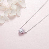 925 Sterling Silver Heart Pendant Necklace Halo Set Cubic Zirconia CZ White Gold Plated Silver Jewelry