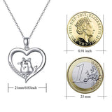 Mouse Necklace Sterling Silver Cute Mouse in Heart Pendant Necklace with Shining Cubic Zirconia 18 Inch with Gift Box Gift for Women Mouse Lovers