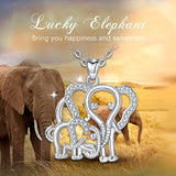 S925 Sterling silver CZ Lucky Elephant Animals Necklace Pendant For women