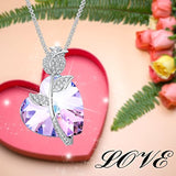 Love Guardian Heart Flower Pendant Necklace Crystals Gift for Women Birthday Anniversary, Christmas Thanksgiving Gift Necklaces for Mom
