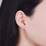 S925 Sterling Silver Cubic Zirconia Bridal Flower Stud Earrings