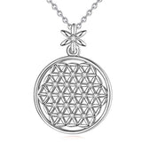 925 Sterling Silver Flower of Life Necklace Celtic knot Pendant Necklace for Women Girls, Christmas Friendship Gifts - 18'' Chain