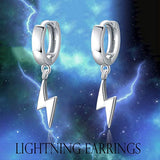 Sterling Silver Lightning Hoop Earrings for Women