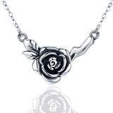 Silver Rose Flower Necklace Pendants