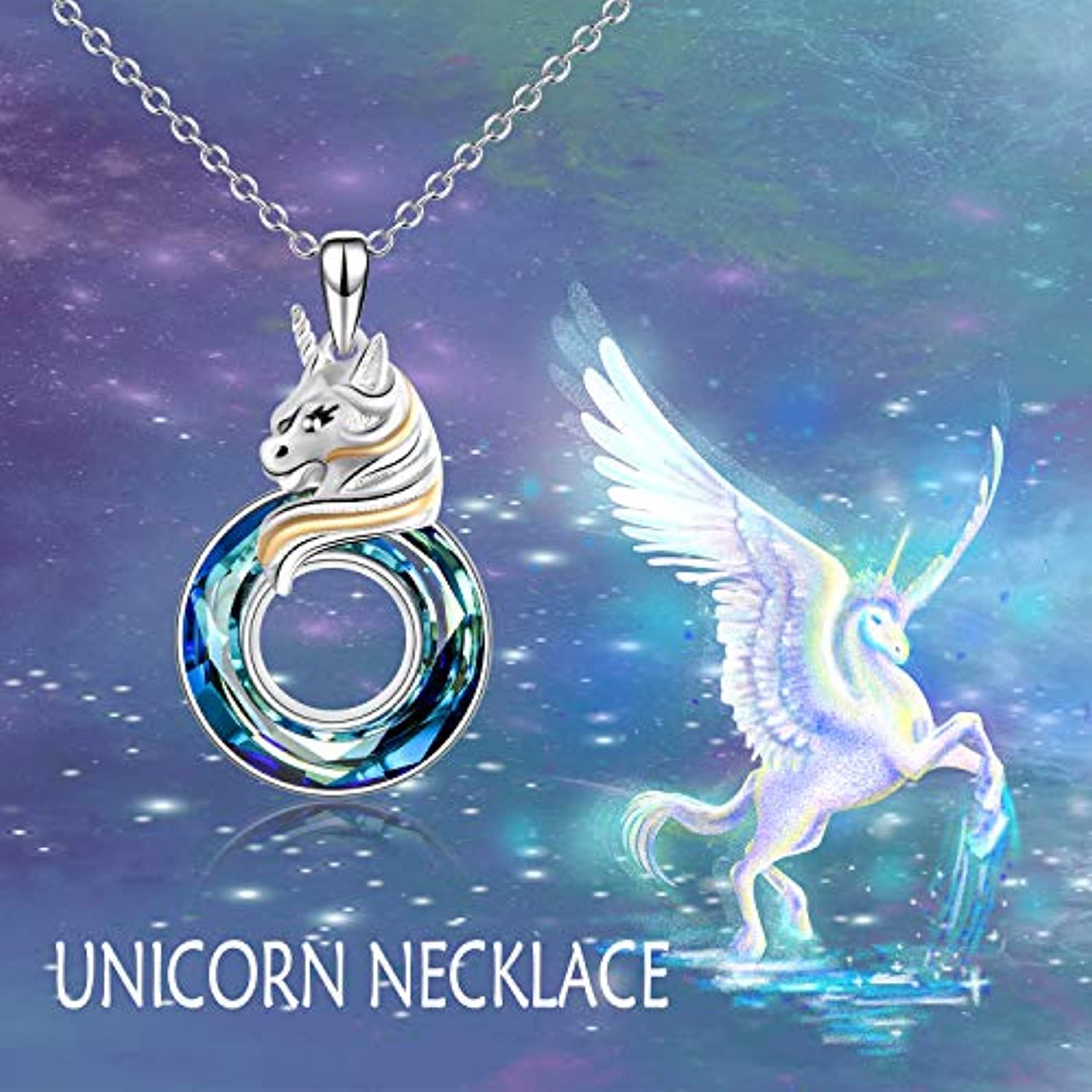Unicorn Necklace Magical Winged Pony Jewelry Sterling Silver Mythical  Unicorn Party Charm Custom Girls Necklace Gift Party Favor 