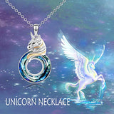 Sterling Silver Unicorn Pendant Necklace with Swarovski Crystal, Christmas Jewelry Gift for Women Teen Girls