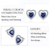 4.25Ct Double Heart Birthstone Halo CZ Post Stud Earrings 925 Sterling Silver Women