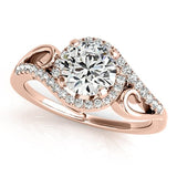 4 Prong 14K Gold  0.5 Ct.  Unique Round Cut Antique Diamond Engagement Ring for Ladies With 1/2 ctw Genuine Diamond