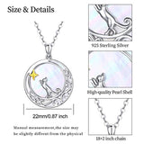 Crescent Necklace Sterling Sliver Star Moon Cute Cat Pendant Dainty Charm Necklace Jewelry Gift for Women Girlfriend Cat Lovers