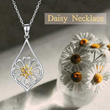 S925 Sterling Silver Daisy Pendant Necklace Jewelry for Women Teens Birthday Gift