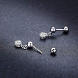 Sleeper Earrings Women 925 Sterling Silver Cubic Zircon Ball Earrings for Women Small Studs Earrings for Girlfriend