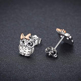 Owl Stud Earrings 925 Sterling Silver Cute Owl with Ribbon Bow Stud Earrings  Animal Earrings Gift for Women