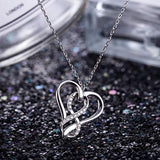 925 Sterling Silver  White Gold-Plated Love Heart infinity Pendant Necklace for Women