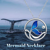Mermaid Fishtail Necklace Sterling Silver Ocean Wave Necklace with Freshwater Cultured Pearl mermaid jewelry for women Girls