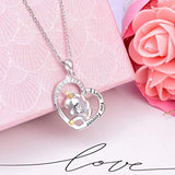 Sterling Silver Cute Unicorn in Heart Pendant Necklace Jewelry For Women