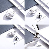Heart Cremation Ashes Urn Necklace - 925 Sterling Silver Double Heart Love Pet Human Ashes Holder Keepsake Memorial Lockets Pendant Jewelry Women Gifts