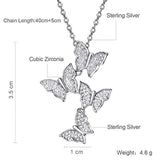S925 Sterling Silver Cubic Zirconia Butterfly Pendant Necklace