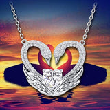 925 Sterling Silver Love You Forever Heart Swan Pendant Necklace for Women Mother Wife at Birthday Christmas