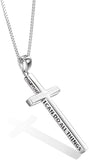 Sterling Silver and Black Cross Necklace Philippians 4:13 I Can Do All The Things Inspirational Necklace Gifts for Women Men 20+2''