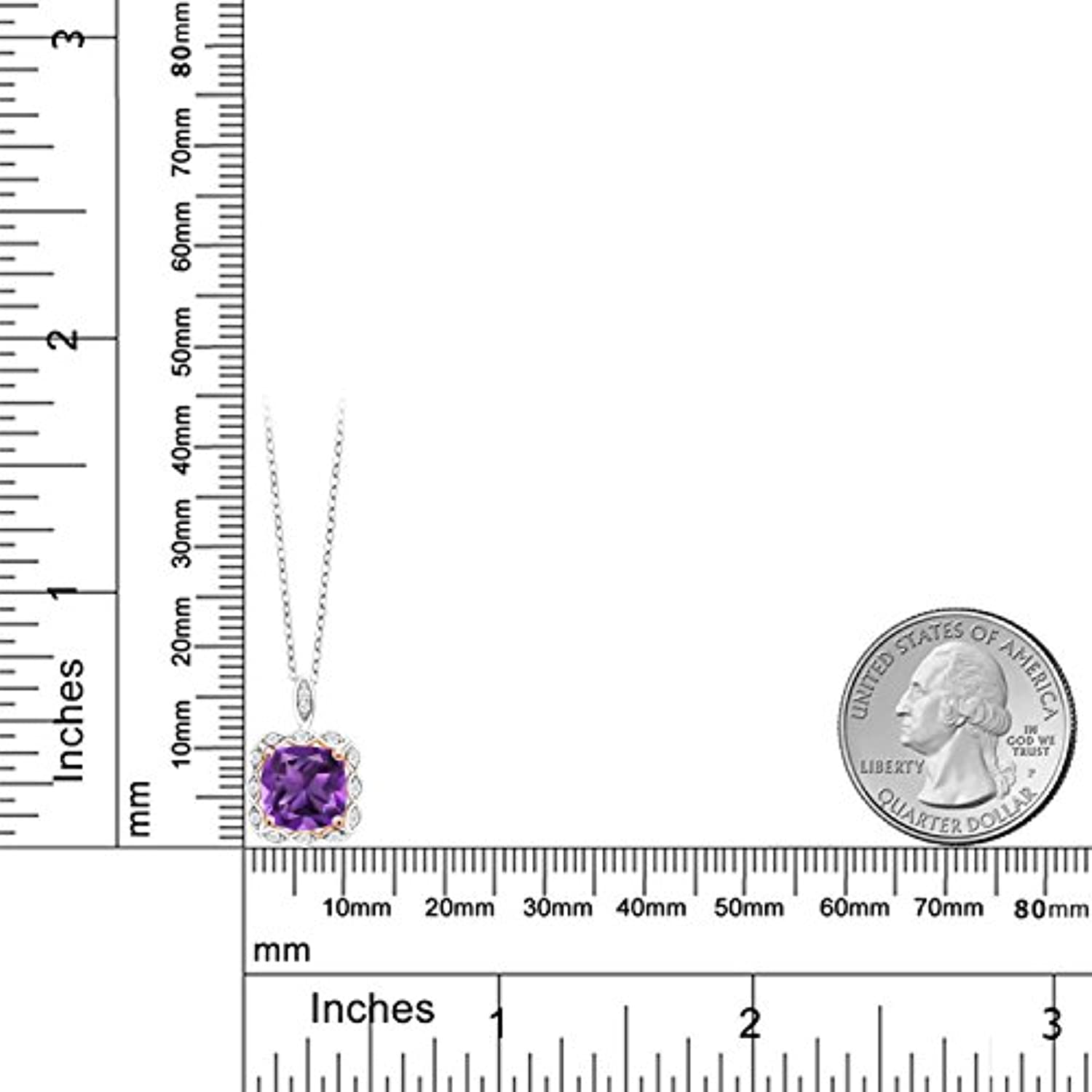 2.22 Ct Cushion Purple Amethyst 925 Sterling Silver Pendant
