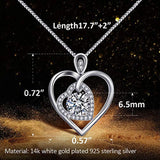 Heart Necklace-White  Gold Plated 925 Sterling Silver Heart Pendant Necklace Cubic Zirconia Jewelry Gifts Necklaces for Women