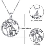 Giraffe Jewelry for Women,Elegant Giraffe Necklace 925 Sterling Silver Tree of Life Necklace Forever Love Family Necklace Gift for Women Animal Lover Mother's Day