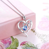 Sterling Silver Mom and Baby Turtle Necklace Cubic Zirconia Heart Pendant Turtle Jewelry for Women