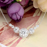 925 Sterling Silver Prong Cubic Zirconia Elegant Round Engagement Pendant Necklace Clear