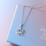 925 Sterling Silver Yoga Om Lotus Flower Pendant Necklace Inspirational Gift for Women Girls,18 inch