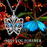 Cremation Jewelry 925 Sterling Silver  Butterfly Urn Necklace for Ashes, Cremation Keepsake Necklace with Crystal, Women Memorial Jewelry