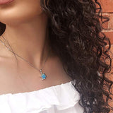 October Birthstone Sterling Silver Created Blue Opal Star Necklace Danity Fine Jewelry for Women