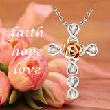 Infinity Necklace for Women S925 Sterling Silver Rose Flower Dainty Pendant Necklace in Jewelry Box for Girls Couples