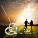 Cross Necklace for Women 925 Sterling Silver Love Heart Infinity Cross Pendant Necklace for Women Hope Faith Jewelry Gifts for Girlfriend Valentine Mother Gift Graduation Gift