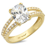 4.65 Ct Cushion Cut 2 Prong Pave Engagement Promise Band Wedding Bridal Anniversary Ring 14K Yellow Gold For Lovers