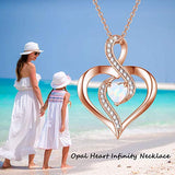 925 Sterling Silver Opal Heart Necklace Jewelry Infinity Love Pendant for Her