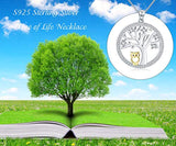 S925 Sterling Silver Family Tree Life & Owl Pendant Necklace Jewelry  for Her