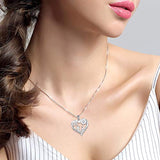 S925 Sterling Silver Mother and Child Flower Heart Pendant Necklace Gift for Women Wife Mother Daughter