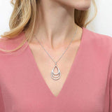 Rhodium Plated Sterling Silver CZ Teardrop  Pendant Necklace