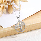 S925 Sterling Silver CZ tree of life-love Necklace for Women