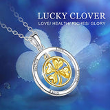 Lucky Clovers Necklace 925 Sterling Silver Love Four Leaf pendant Jewelry, Christmas Gifts for Girlfriend Wife