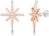 S925 Sterling Silver Star Stud Earrings Stunning North Star Cubic Zirconia Earrings for Women
