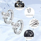 925 Sterling Silver Cute Bow Tie Small Hoop Earrings Crystal Huggie Hoop Earrings Ideal Gift For Women
