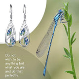Dragonfly Dangle Earrings for Women - 925 Sterling Silver Waterdrop  Jewelry Unique Gifts for Mother Daughter Girls Nature Lovers(Blue)